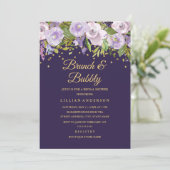 Invitation Brûler Floral Purple Or Brunch Et Bubbly (Debout devant)