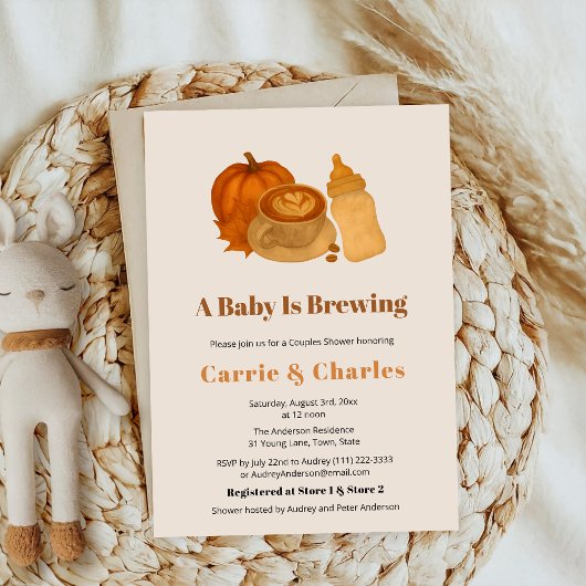 Invitation Brûler la cannelle Cosy Automne Citrouille Baby sh