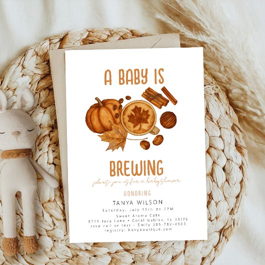 Invitation Brûler la cannelle Cosy Automne Citrouille Baby sh