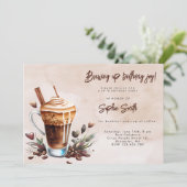 Invitation Brûler la joie d'anniversaire café anniversaire br (Debout devant)