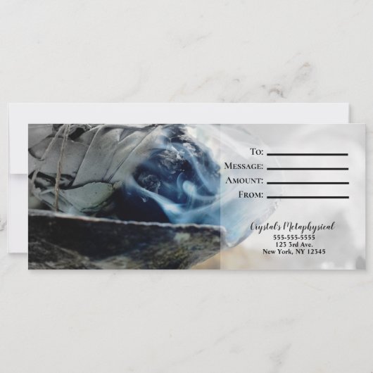 Invitation Brûler Sage Fumer certificat-cadeau métaphysique (Dos)