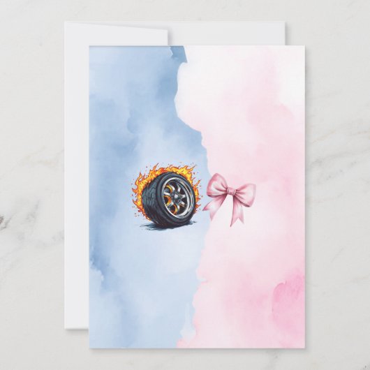 Invitation Brûlons ou vaches bleu rose Fête de révélation de (Dos)