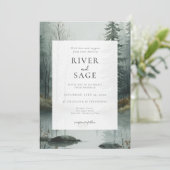 Invitation Brume Éternelle | Forêt Rustique à l'Aquarelle pou (Debout devant)