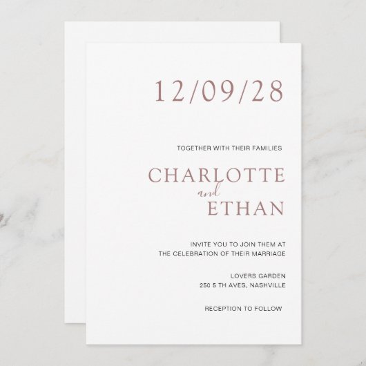 Invitation brun blanc simple et élégant (Devant / Derrière)