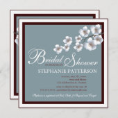 Invitation Brun bleu d'invitation de Fête de la mariée de (Devant / Derrière)