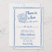 Invitation Brun Bleu Tiré À La Main Dans Le Baby shower Du Ga (Devant)