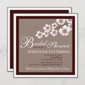 Invitation Brun de rose d'invitation de Fête de la mariée de (Devant / Derrière)