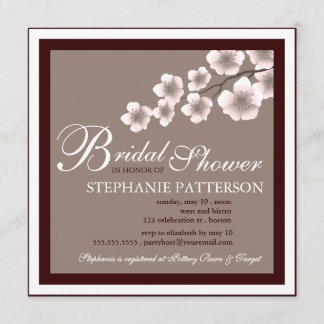 Invitation Brun de rose d'invitation de Fête de la mariée de