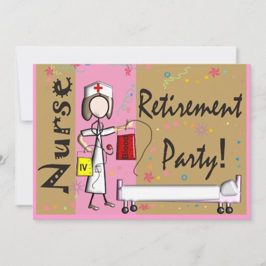 Invitation Brun de rose d'invitations de partie de retraite (Devant)