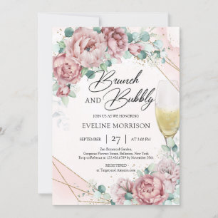 Invitation Brun de verre de champagne floral et mousseux