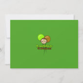 Invitation Brun de vert d'invitation d'anniversaire de singe (Dos)