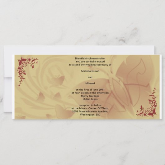 Invitation brun d'or (Dos)