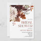 Invitation Brun foncé Bourgogne Floral Fleurs Douche nuptiale (Devant)