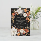 Invitation Brun foncé, caramel de café et fleurs d'automne be (Debout devant)