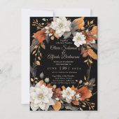 Invitation Brun foncé, caramel de café et fleurs d'automne be (Devant)