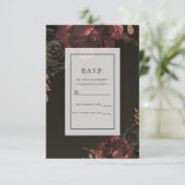 Invitation Brun Foncé Floral Doré Végétal RSVP Réponse (Debout devant)