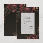 Invitation Brun Foncé Floral Doré Végétal RSVP Réponse (Devant / Derrière)