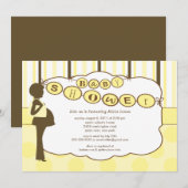 Invitation Brun jaune de fille de garçon de baby shower de (Devant / Derrière)