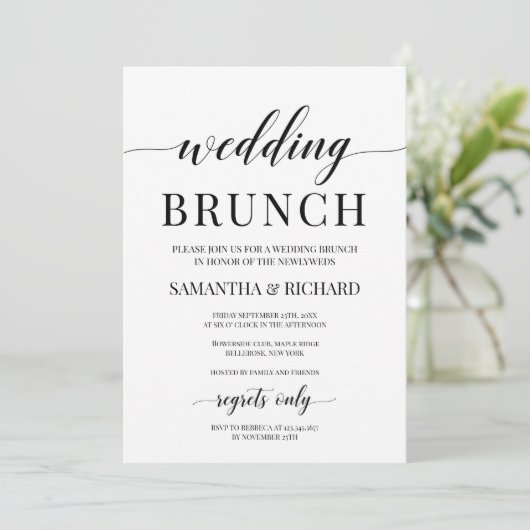 Invitation Brun mariage de typographie moderne rustique (Debout devant)