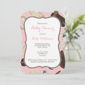 Invitation Brun mignon de rose d'invitation de baby shower de (Debout devant)