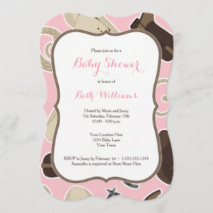 Invitation Brun mignon de rose d'invitation de baby shower de