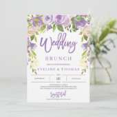 Invitation Brun romantique mariage violet rustique (Debout devant)