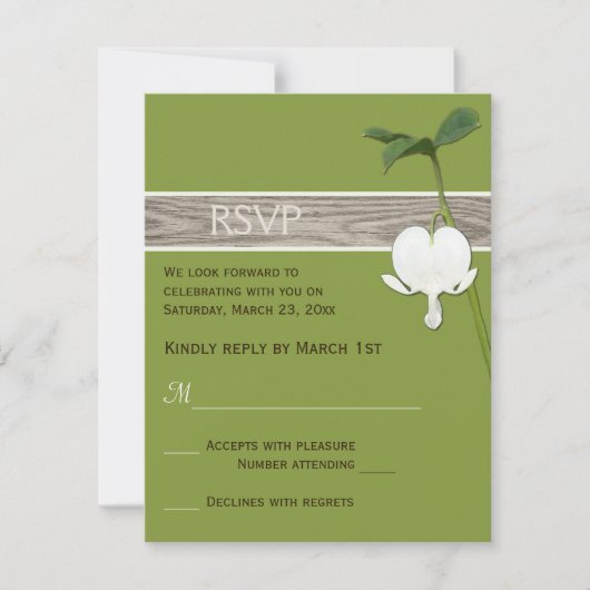 Invitation Brun Vert Ivoire Cœur Saignant Réponse au Mariage  (Devant)