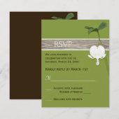 Invitation Brun Vert Ivoire Cœur Saignant Réponse au Mariage  (Devant / Derrière)