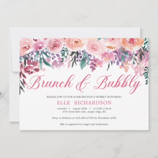 Invitation Brun vert violet rose vif et mousseux (Devant)