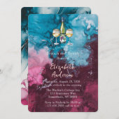 Invitation Brunch à alcool bleu outremer et bulle (Devant / Derrière)