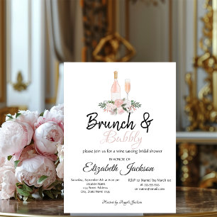 Invitation Brunch à fleurs et Fête des mariées à bulles
