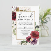 Invitation Brunch à fleurs rose vif et roux et mousseux (Debout devant)