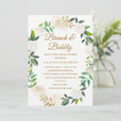 Invitation Brunch à germe d'or et Fête des mariées à bulles (Debout devant)