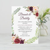 Invitation Brunch à germes floraux et Fête des mariées à bull (Debout devant)