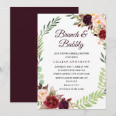Invitation Brunch à germes floraux et Fête des mariées à bull (Devant / Derrière)