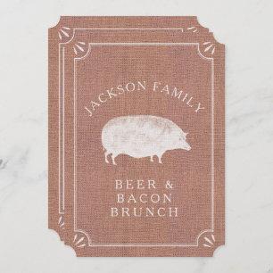 Invitation Brunch à la bière et au bacon Vintage Cochon Pays