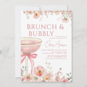 Invitation Brunch à la boule rose et Fête des mariées champag (Devant)