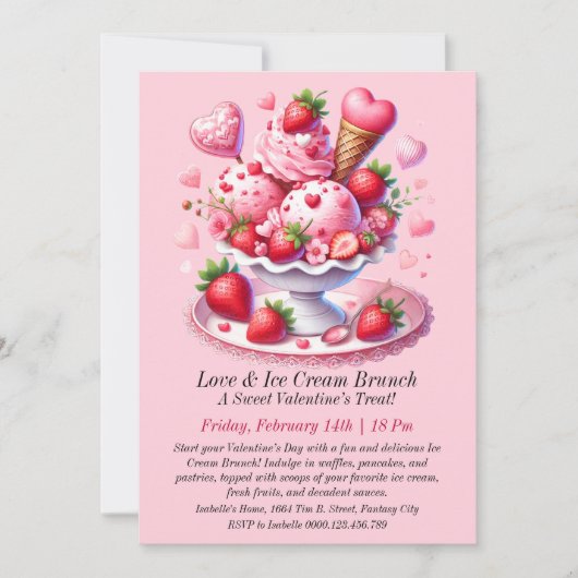 Invitation Brunch Amour & Crème Glacée (Devant)