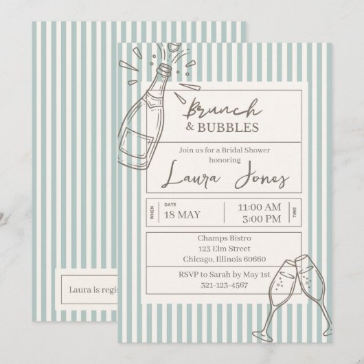 Invitation Brunch and Bubbles (Devant / Derrière)