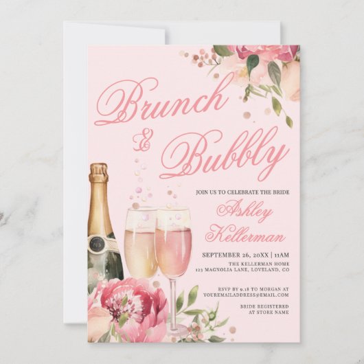 Invitation Brunch And Bubbly Bridal Shower (Devant)