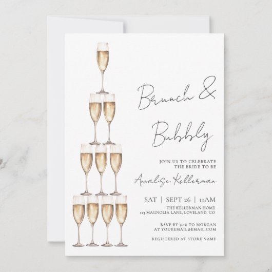 Invitation Brunch And Bubbly Champagne Bridal Shower (Devant)