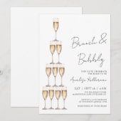 Invitation Brunch And Bubbly Champagne Bridal Shower (Devant / Derrière)