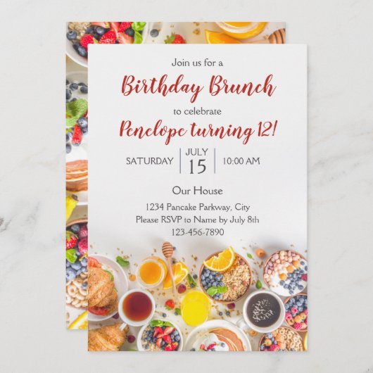 Invitation Brunch Anniversaire (Devant / Derrière)