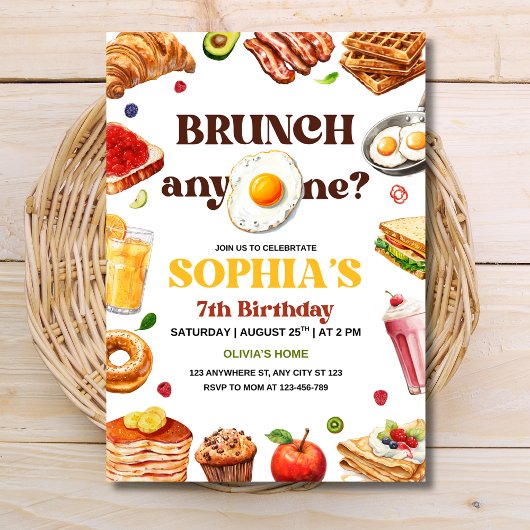 Invitation Brunch Anniversaire Invitation, Petit Déjeuner Foo