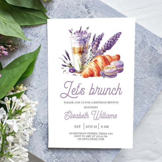 Invitation Brunch Anniversaire Purple