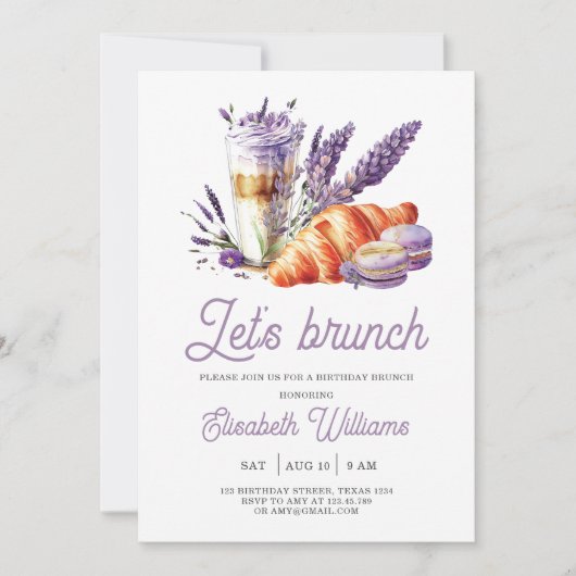 Invitation Brunch Anniversaire Purple (Devant)