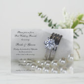 Invitation Brunch Après Mariage Diamants et Perles Blanches (Debout devant)