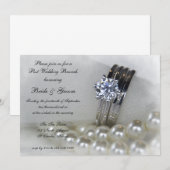 Invitation Brunch Après Mariage Diamants et Perles Blanches (Devant / Derrière)