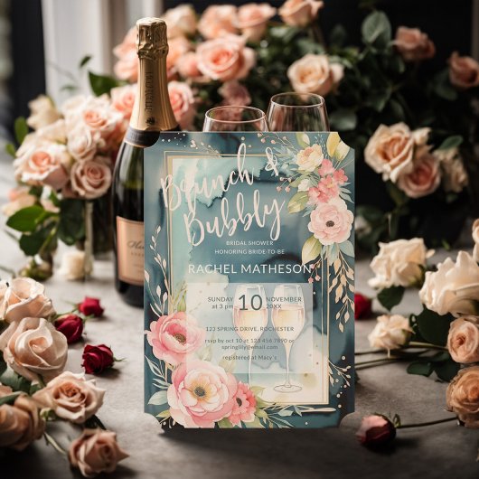 Invitation Brunch aquarelle et douche bulle