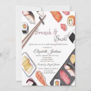 Invitation Brunch aquarelle et sushi pour enterrement de vie